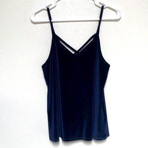 BEAR DANCE Navy Criss Cross Tank, sz L - SEXY!